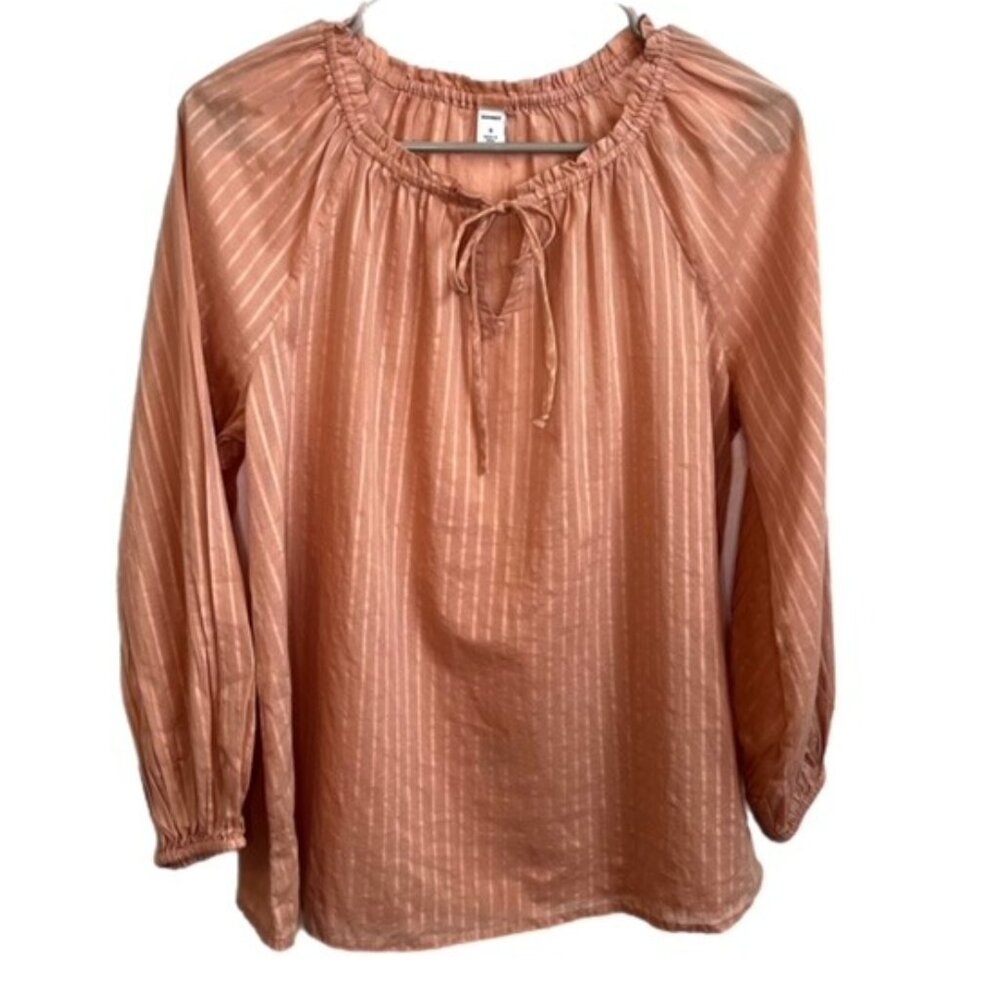 Old Navy Striped Tie Front Top Light Pink Size S